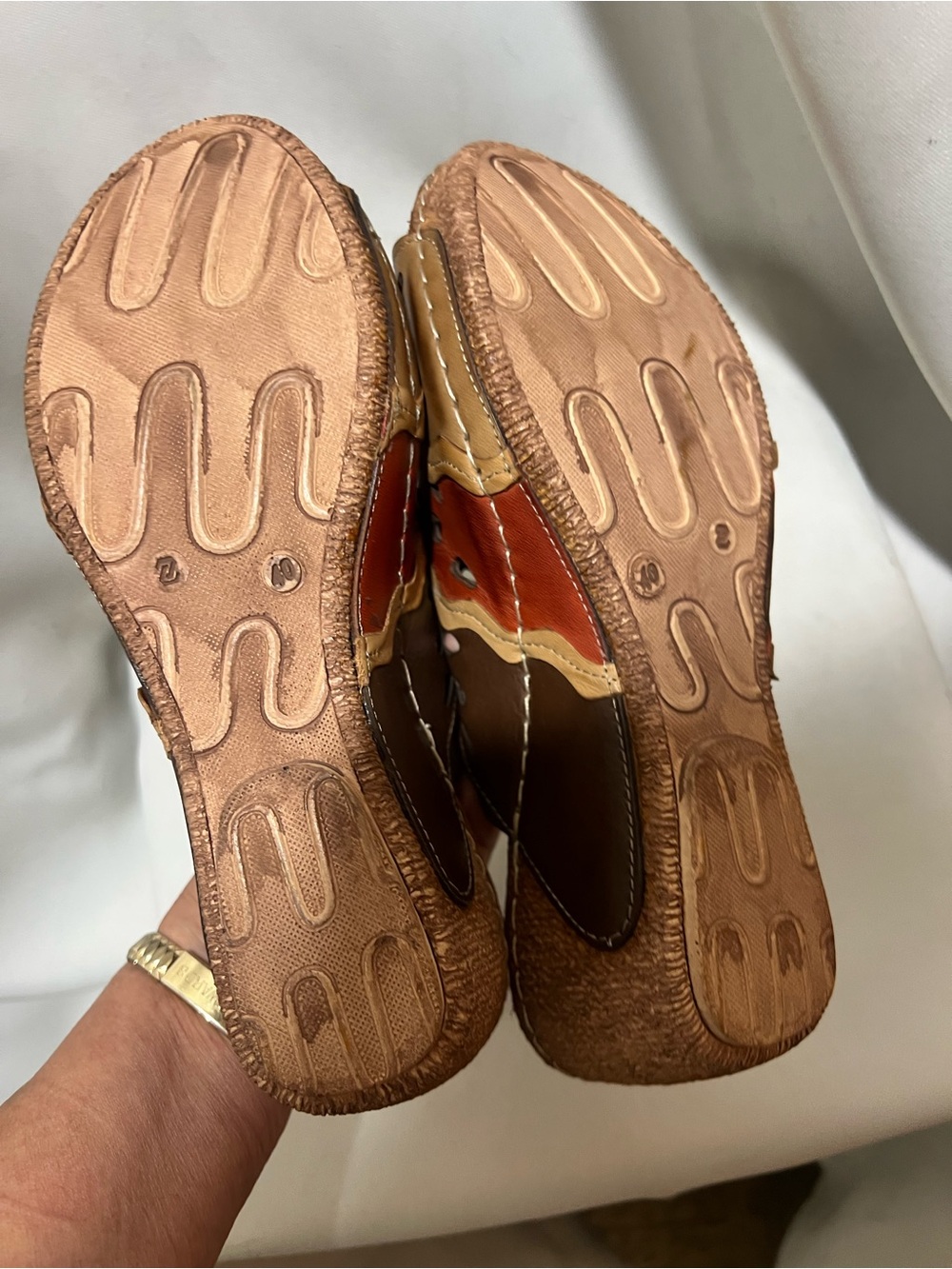 Spring Step Leather Cut Out Sandals Size 40 Brown Multicolor Comfort - Picture 5 of 6